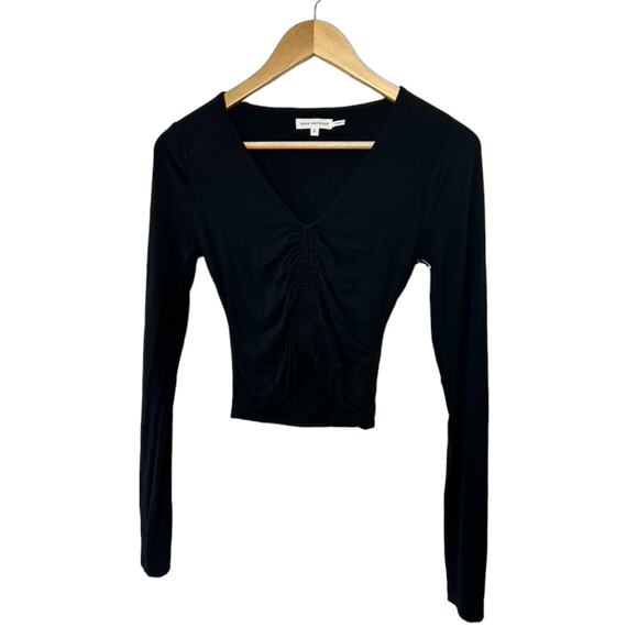 Good American Black Long Sleeve Ruched Top Women's Size 0 NEW - Picture 1 of 6